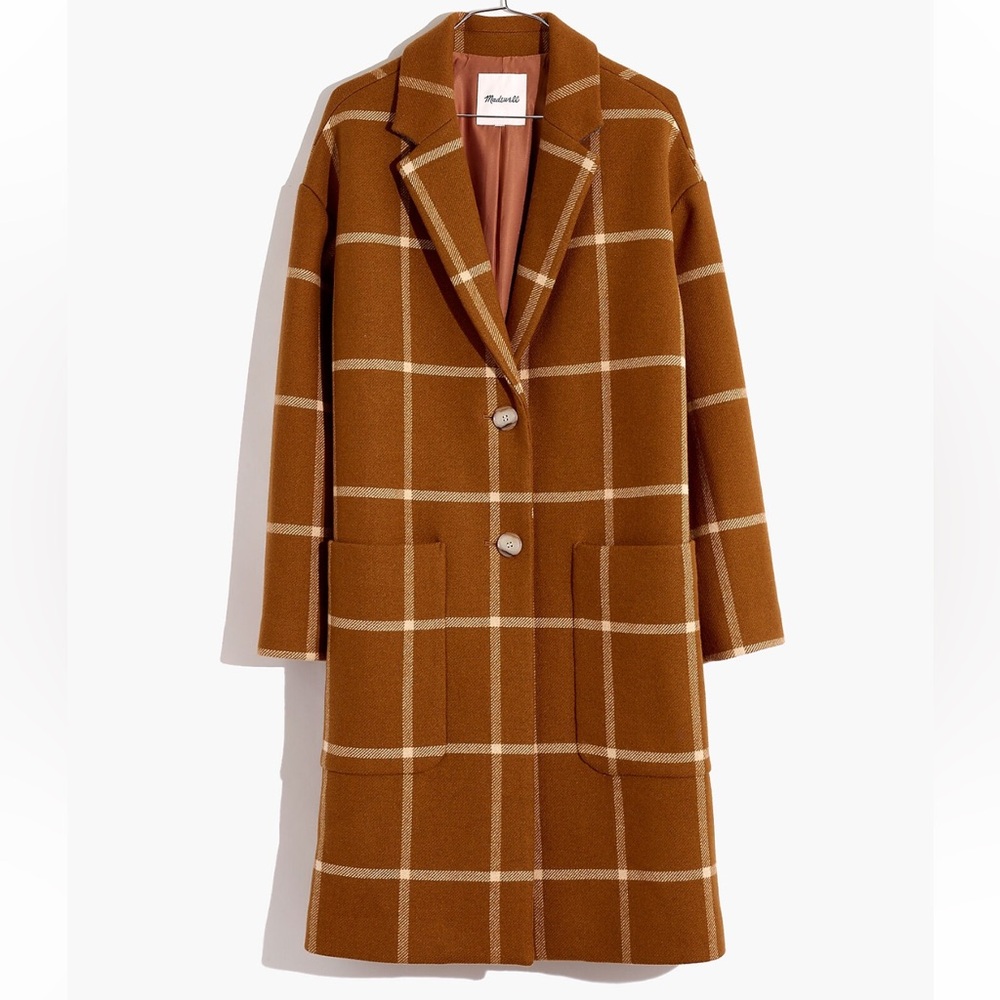Madewell Windowpane Elmcourt Coat in Insuluxe Fabric, size Large